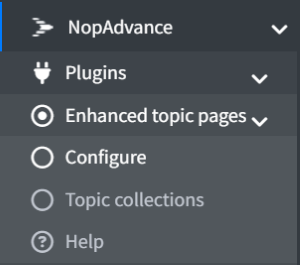 advanced topic management navigation menu